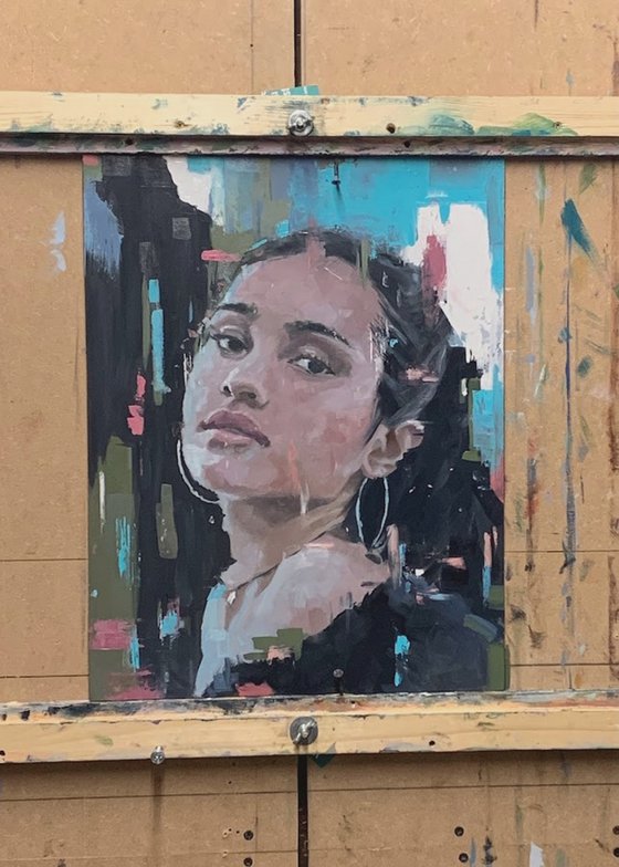 Sophia - Contemporary Female Portrait - Framed Oil Painting On Board