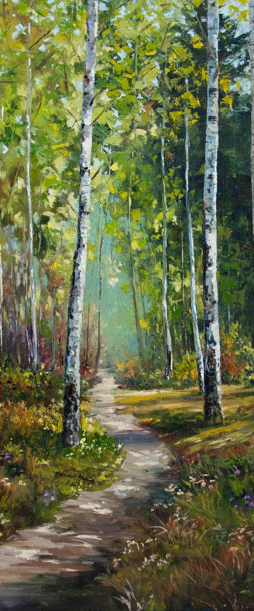 Autumn Forest Oil Painting Original Art Fall Landscape 26 x 34 by Tetiana Vysochynska