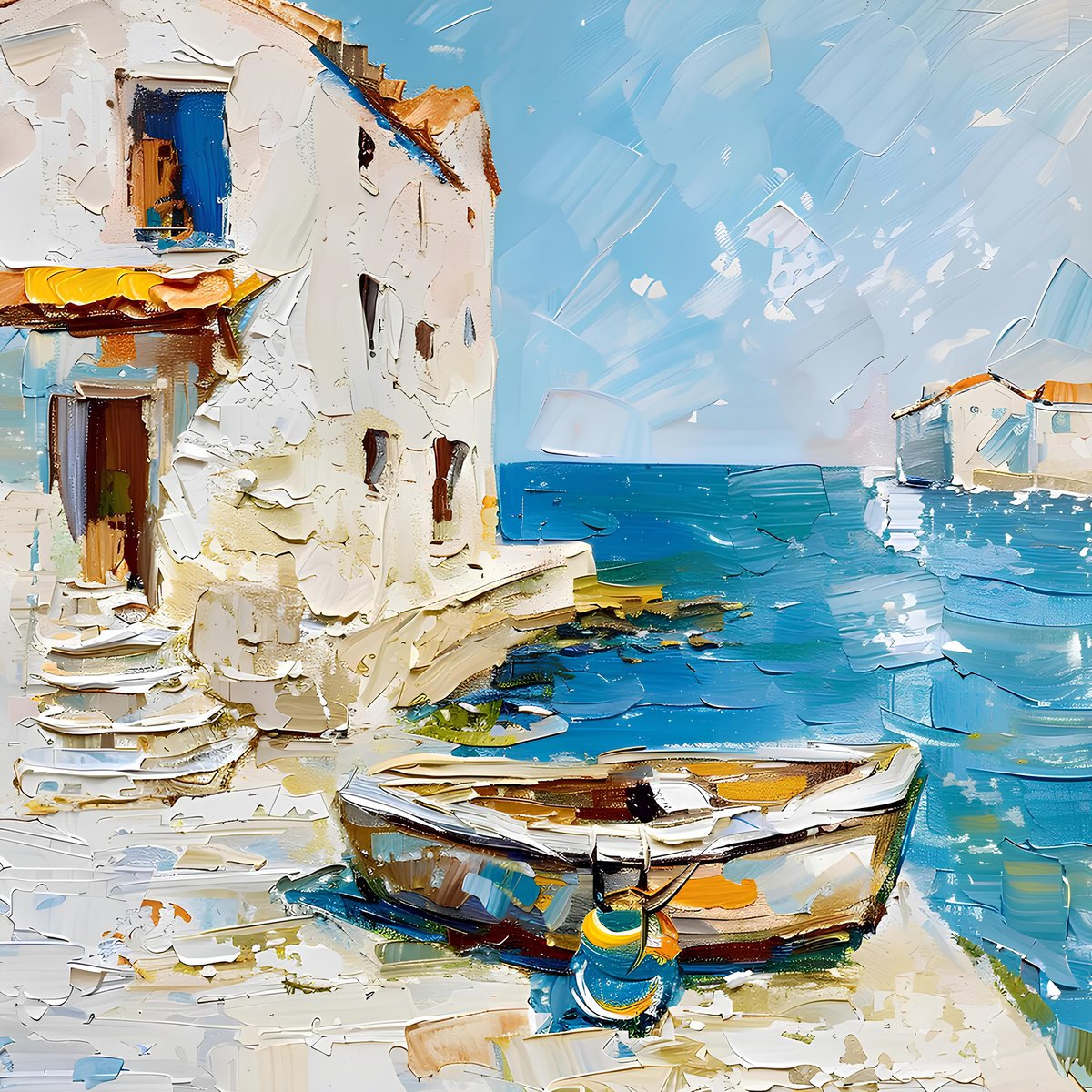 Impressionistic Landscape Screenprint By Elena Avanesova, 16 X 16, Mallorcatherapy. A Tear, Original Artwork