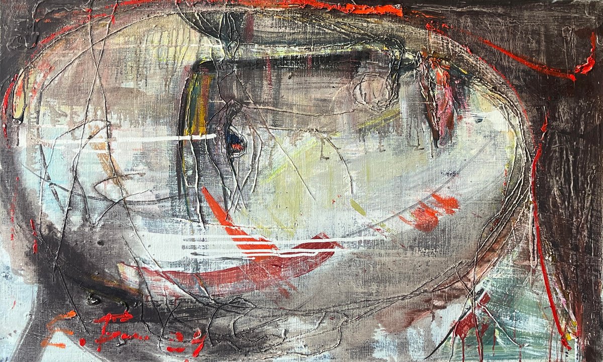 Expressive Abstract Acrylic Painting By Eduard Belsky, 24 X 39, To The Sky, Original Artwork