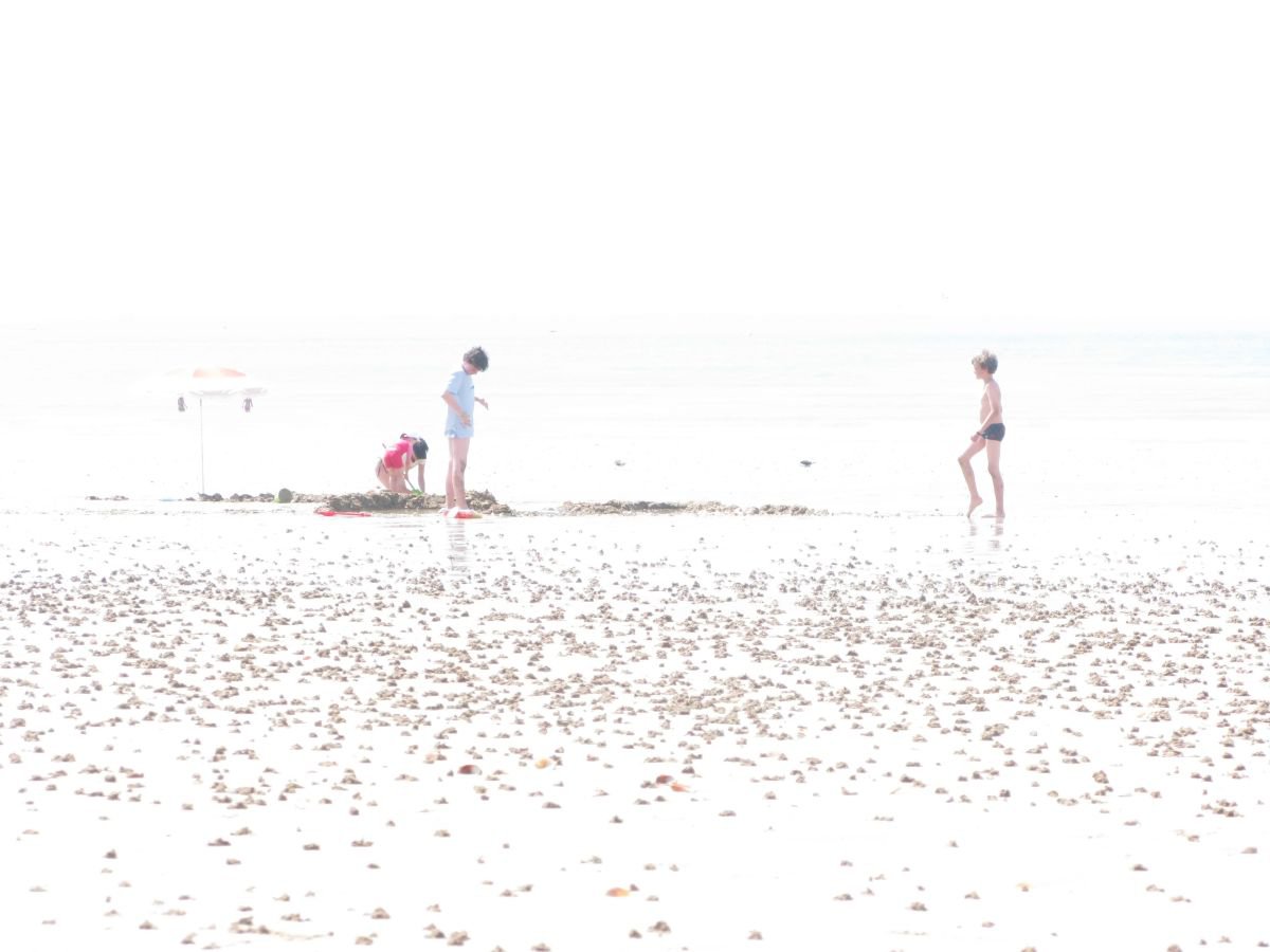 Les trois enfants a la plage by Elisabeth Blanchet