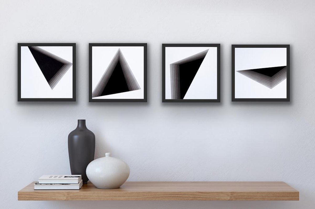 Geometric Abstract Acrylic Painting By Catia Goffinet, 47 X 12, The Time, Original Artwork