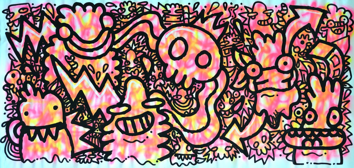 Urban And Pop Abstract Painting By Fatin Rahmouni, 83 X 39, Siblings, Original Artwork