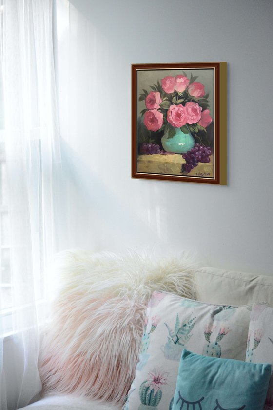 Still Life with Pink Roses