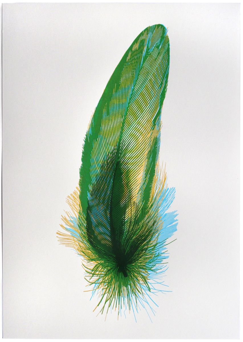 Impressionistic Screenprint , Four Feathers By Chris Keegan, 12 X 17, Artwork For Sale On Artfinder
