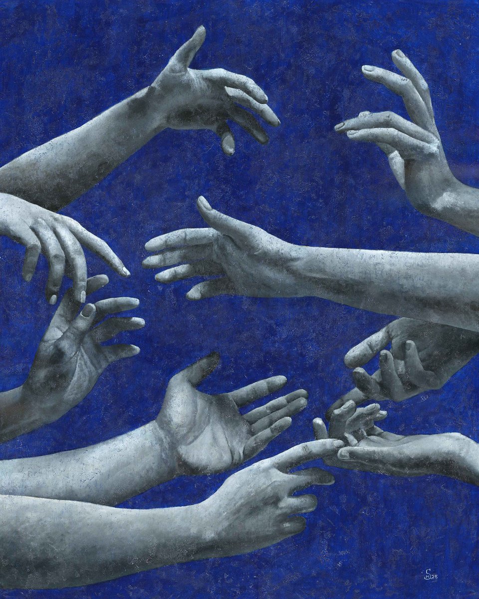 Expressive Portrait Acrylic Painting By Margarita Stepanova, 31 X 39", Unity