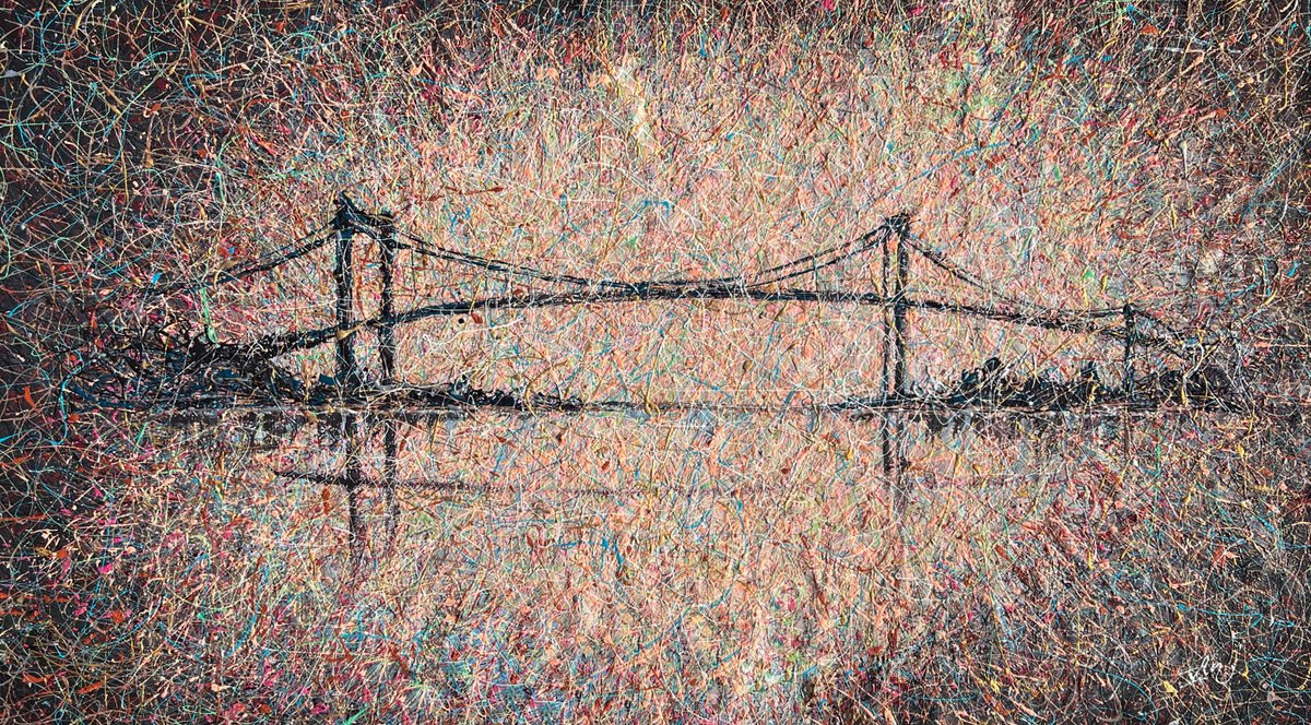 Abstract Cityscapes Acrylic Painting By Nadiia Antoniuk, 75 X 45", New Opportunities, Original Artwork