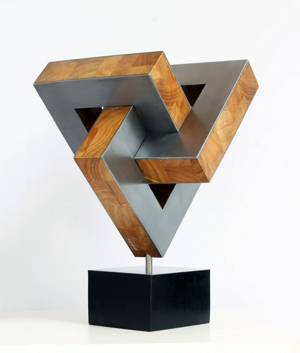 Geometric Cityscapes Sculpture By Nikolaus Weiler, 9 X 12", Trequada, Original Artwork