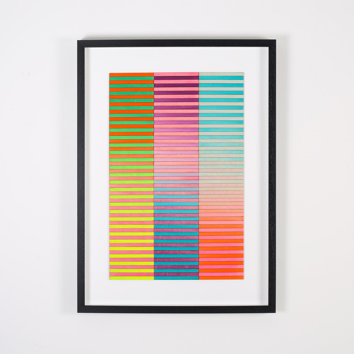 Three Panel Abstract Geometric Gradient Painting Number ONE by Amelia Coward