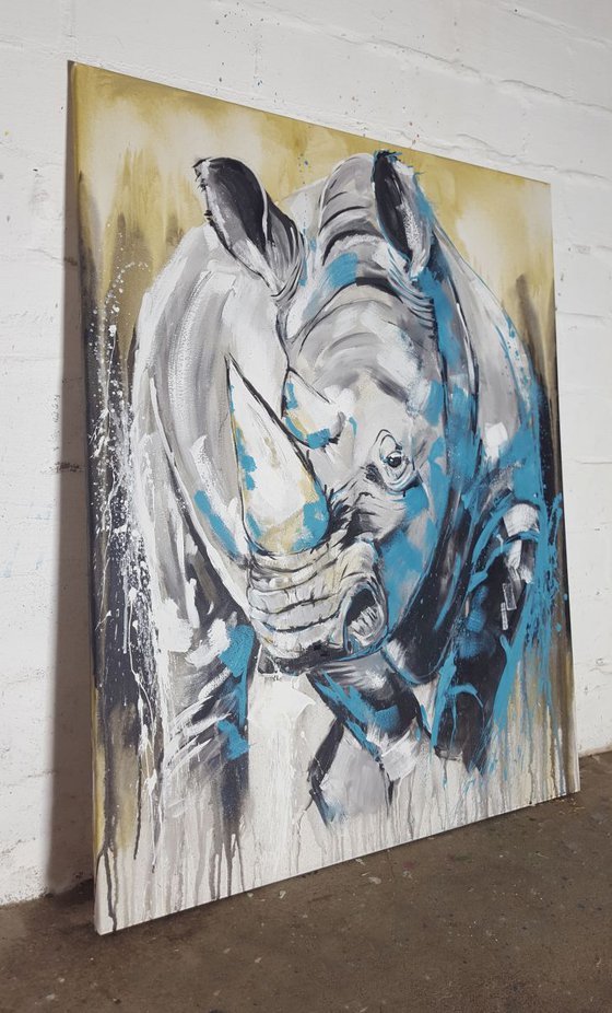 Rhino – Close up Large Painting 80x100 cm
