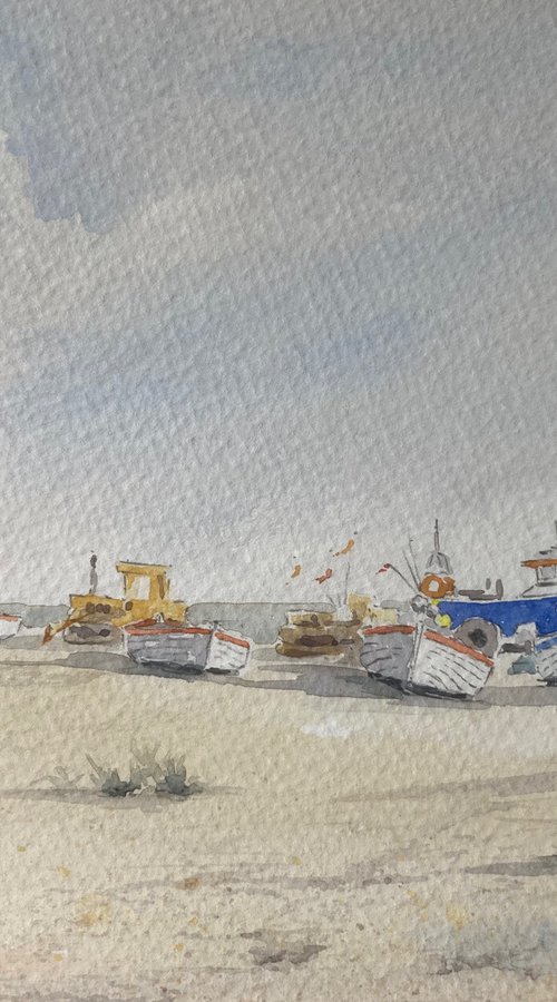 Aldeburgh Fishing boats old and new by Noel Sawyer