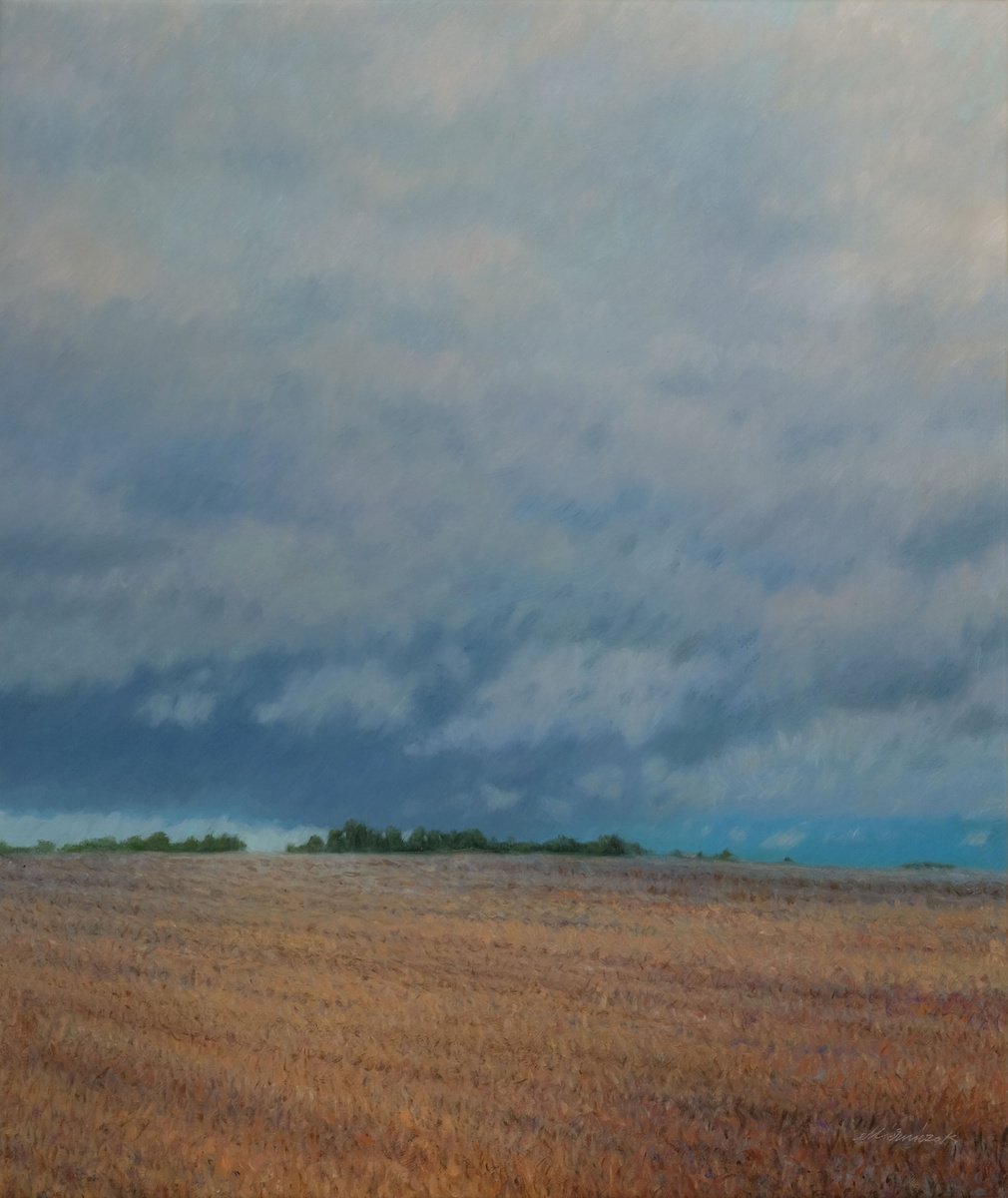 Impressionistic Landscape Oil Painting By Richard Mierniczak, 31 X 37", The Dog Weather Tristesse, Original Artwork