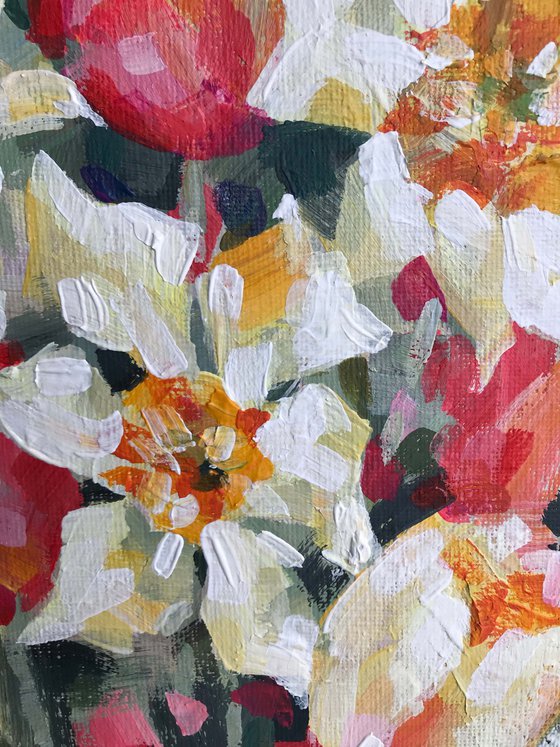 Spring bouquet 2. one of a kind, handmade artwork, original painting.