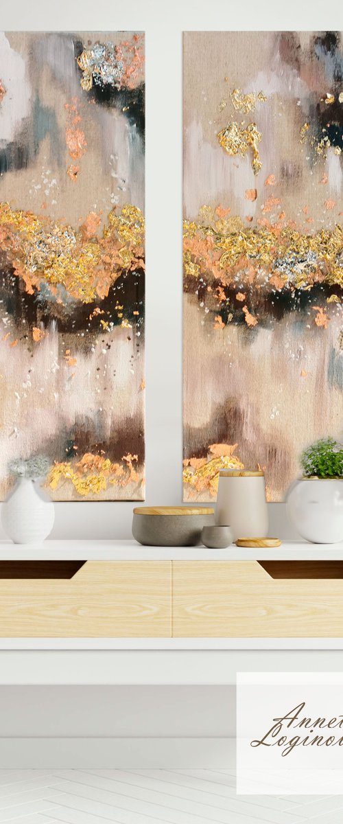Abstract painting, Gold Wall decor by Annet Loginova