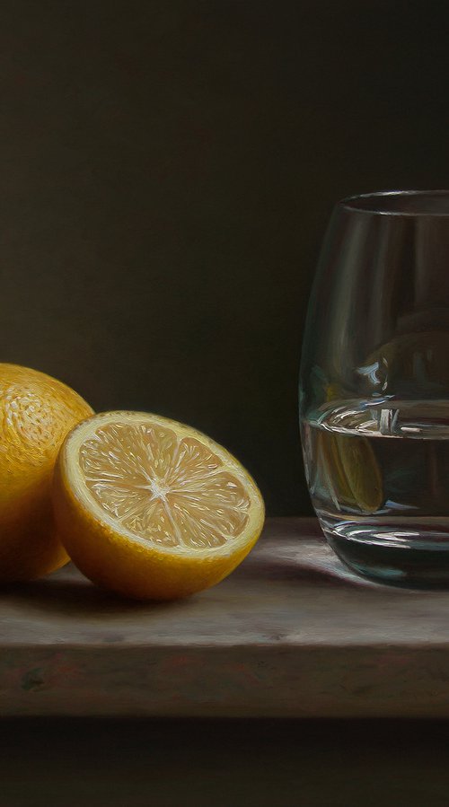Lemons with a glass by Albert Kechyan