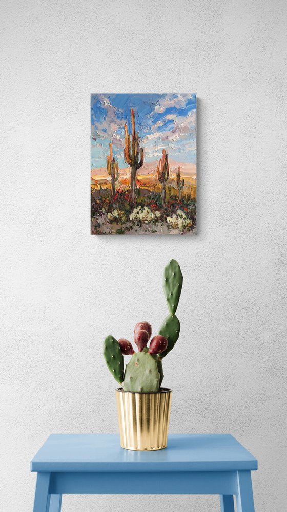 Cactus Desert at Sunset