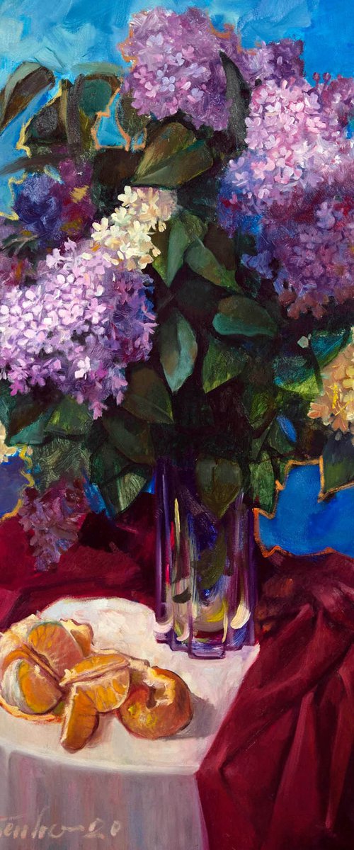 Lilac and red drapery by Sergei Yatsenko