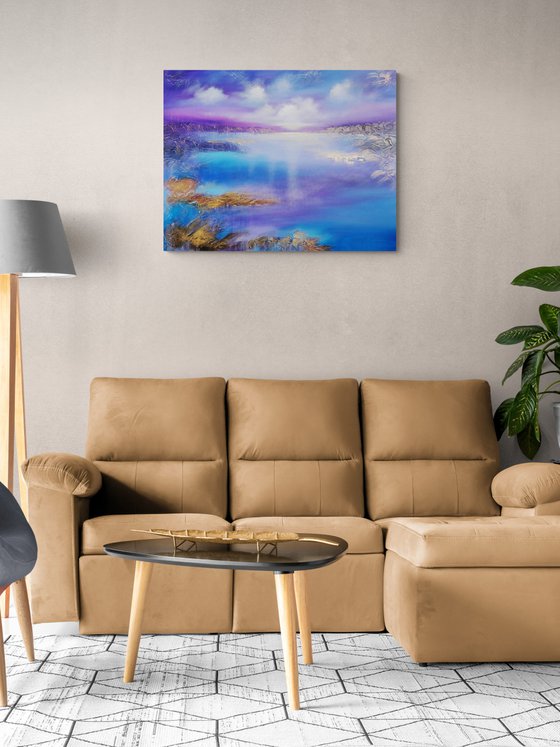 A XL large beautiful modern semi-abstract seascape painting "Miracle moment"