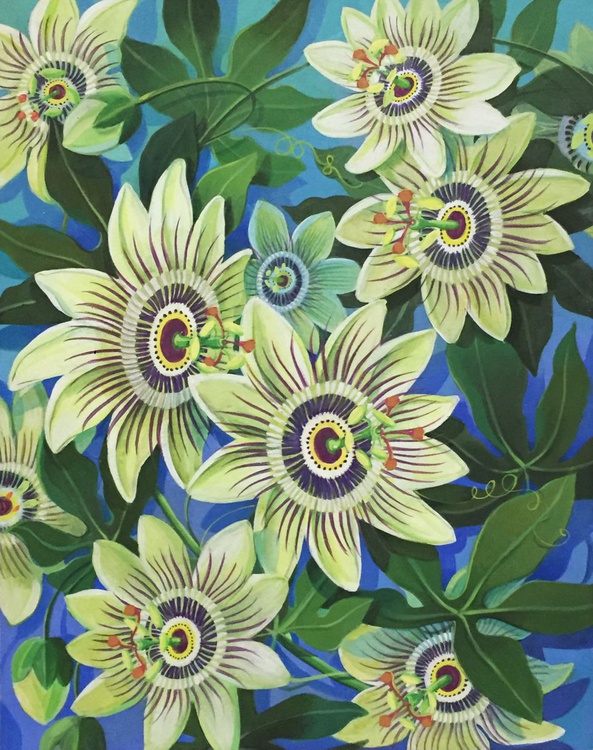 Passiflora Acrylic Painting By Johnny Karwan Artfinder