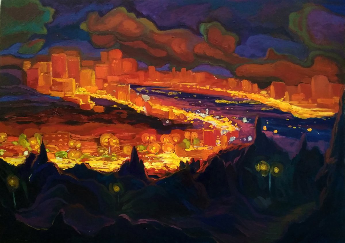 City at night by Raffi Ghazaryan