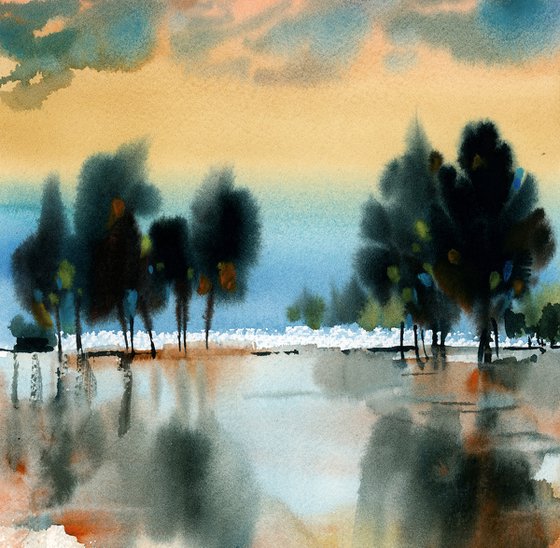 Atmosphere n.1 - Landscape watercolor painting
