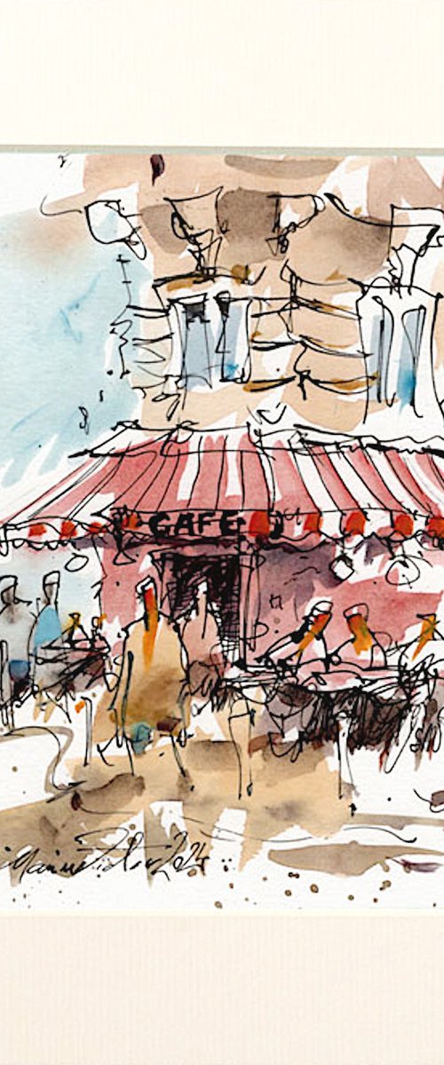 Paris Urban Sketch Watercolor by Marin Victor