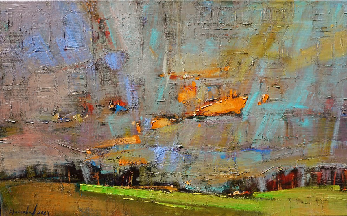 Impressionistic Landscape Oil Painting By Anastasiia Kraineva (Masniuk), 39 X 24, Warm And Gentle, Original Artwork