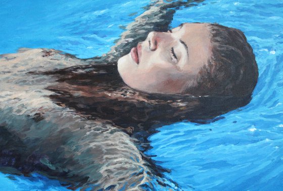 Blue bliss. original painting SEA summer GIFT sea swimming
