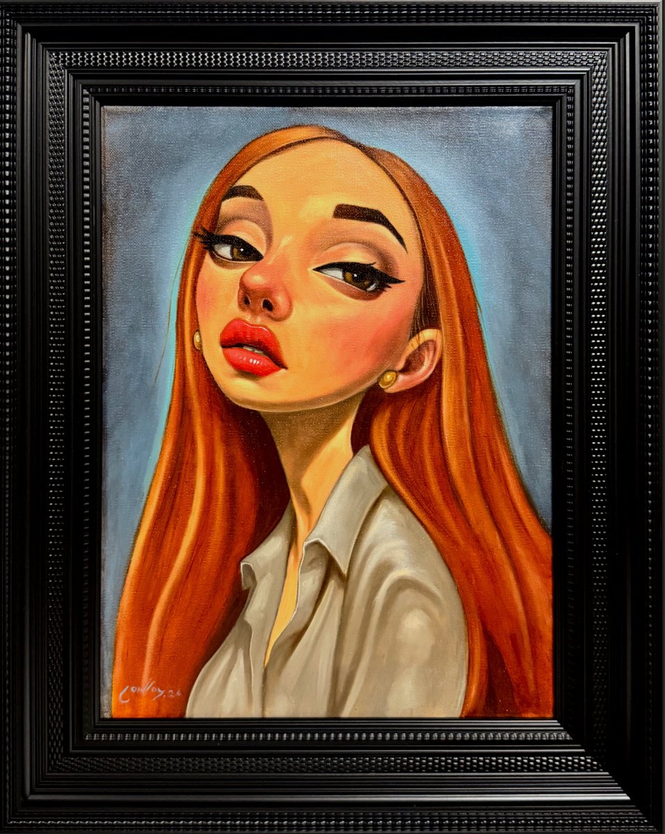 Expressive Oil Painting , The Illustrative Redhead By Pete Conroy, 17 X 20, Artwork For Sale On Artfinder