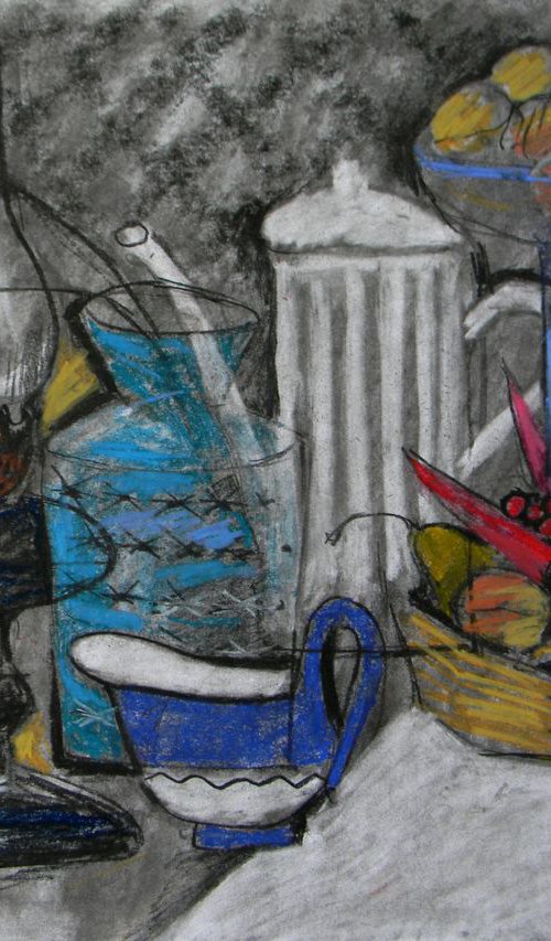 Still life with a white coffee pot by Liudmyla Chemodanova