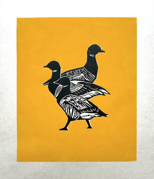 Three Brent Geese Orange Edition by Jem Gooding