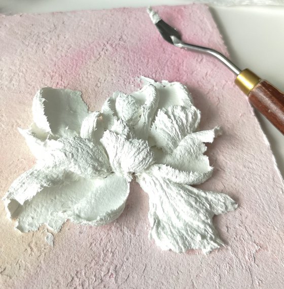 Impasto painting, 3D floral art "Rose"