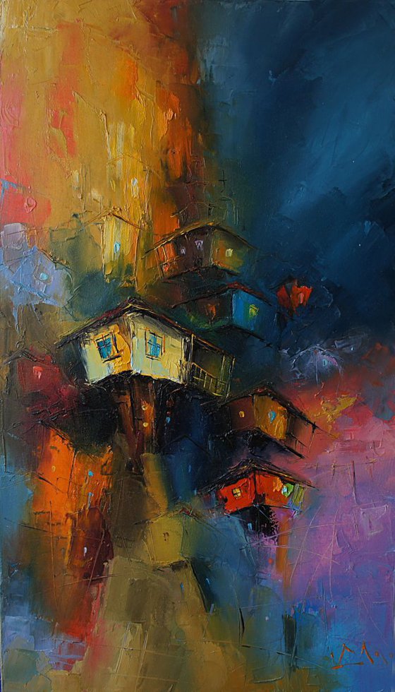 Night, Oil painting on canvas, free shipping