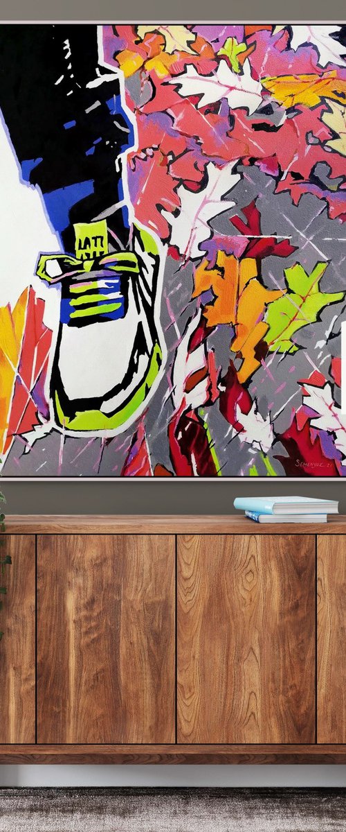 Walking Through Autumn Leaves by Evgen Semenyuk