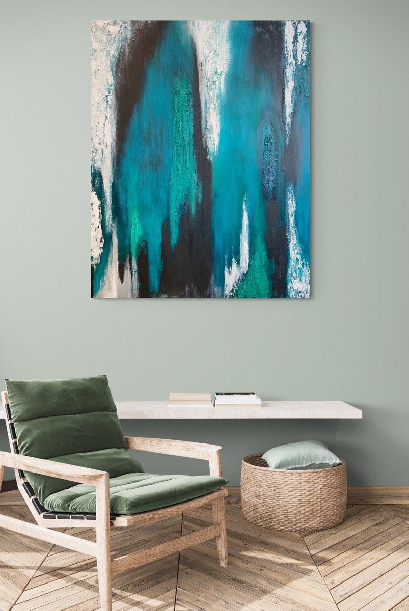 Ebony Falls - Rectangular - Abstract - Canvas - Ready to Hang up by Alessandra Viola
