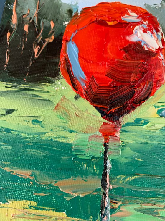 Landscape with an air balloon.