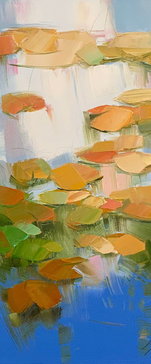 Lilies Pond, Original oil painting, Handmade artwork, One of a kind by Vahe Yeremyan