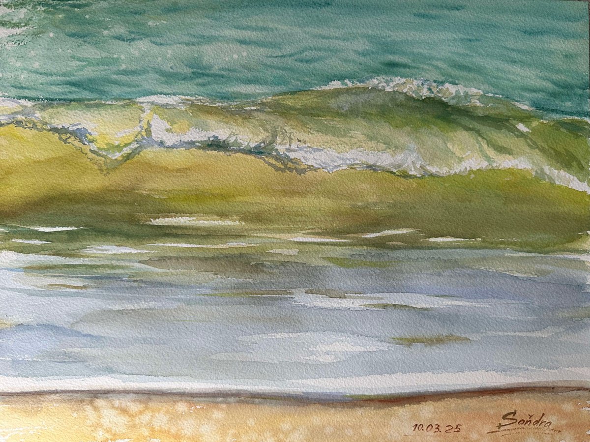 Photorealistic Watercolour , Sea Wave By Oleksandra Padushyna, 16 X 12, Artwork For Sale On Artfinder