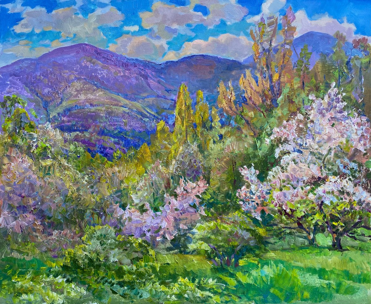 Impressionistic Landscape Oil Painting By Aleksandr Dubrovskyy, 24 X 20, In The Rhythm Of Mountains, Original Artwork