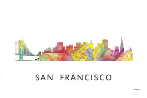 San Francisco California Skyline WB1 by Marlene Watson