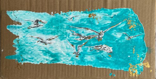 Birds. Sea. Teal 2 by Valeria Golovenkina
