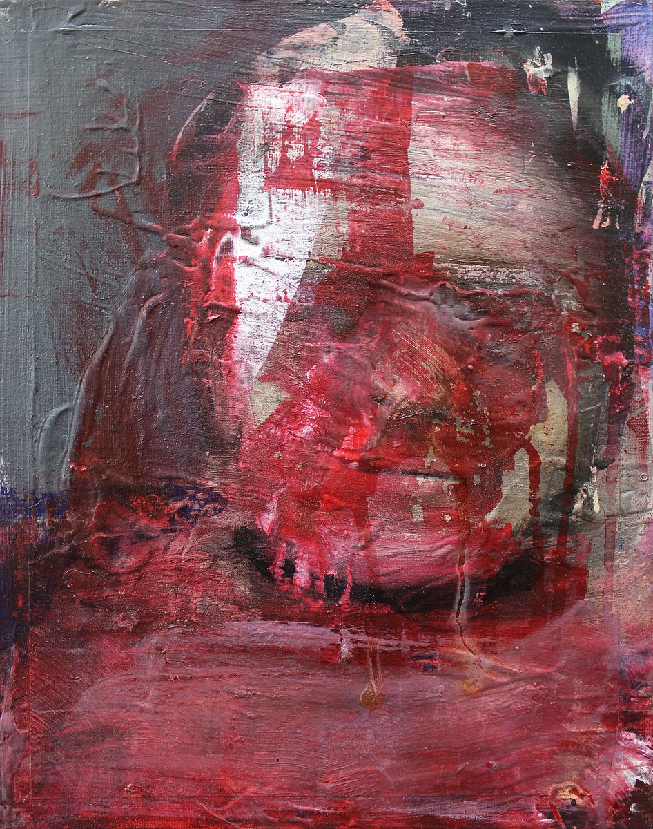 Expressive Portrait Oil Painting By Milos Hronec, 9 X 12", Childish Sadness Of An Old Man, Original Artwork