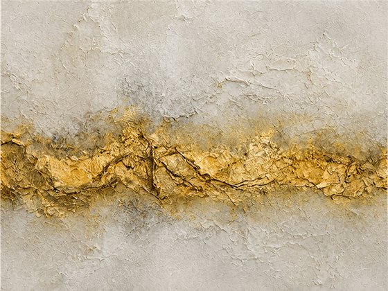 Abstract Gold Reflections on Textured Beige