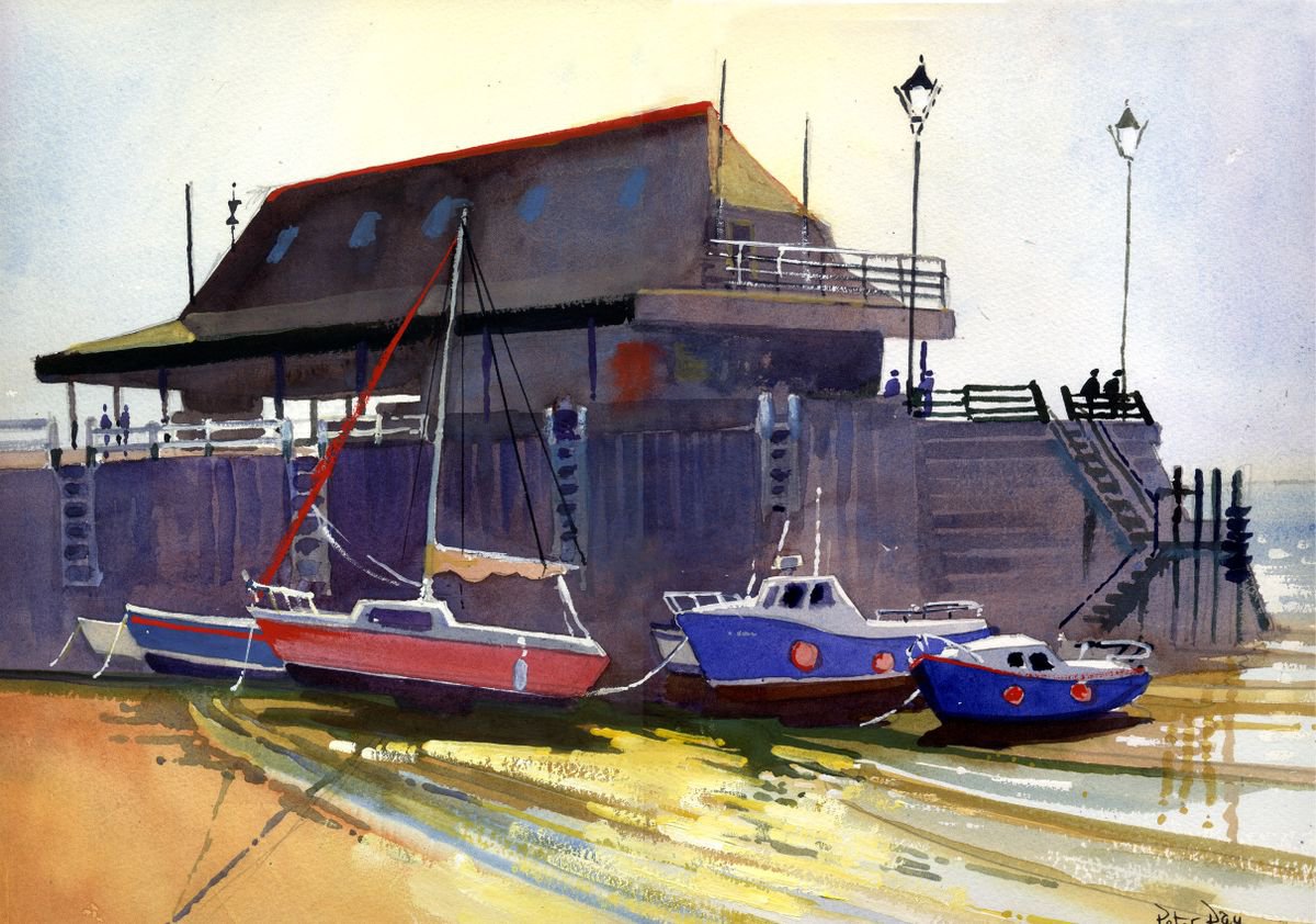 Early Morning, Boats and Jetty, Broadstairs, Kent by Peter Day