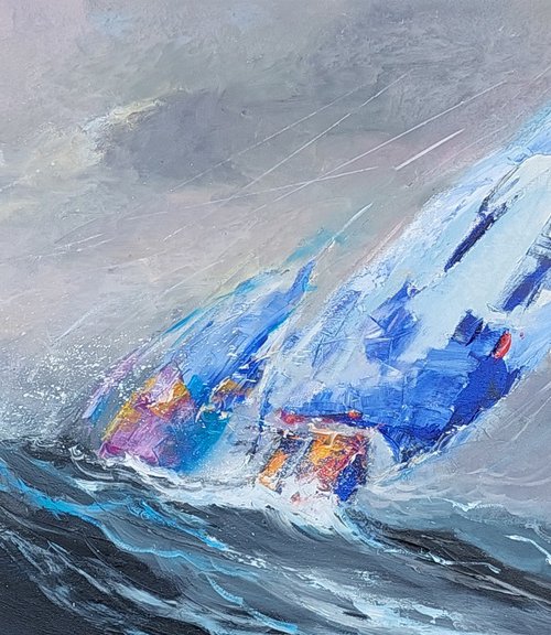 Sailboats Amidst the Sea Storm by Ivica Petraš