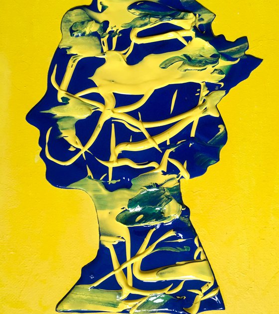 Queen #67 lemon background , inspired by Queen Elizabeth II