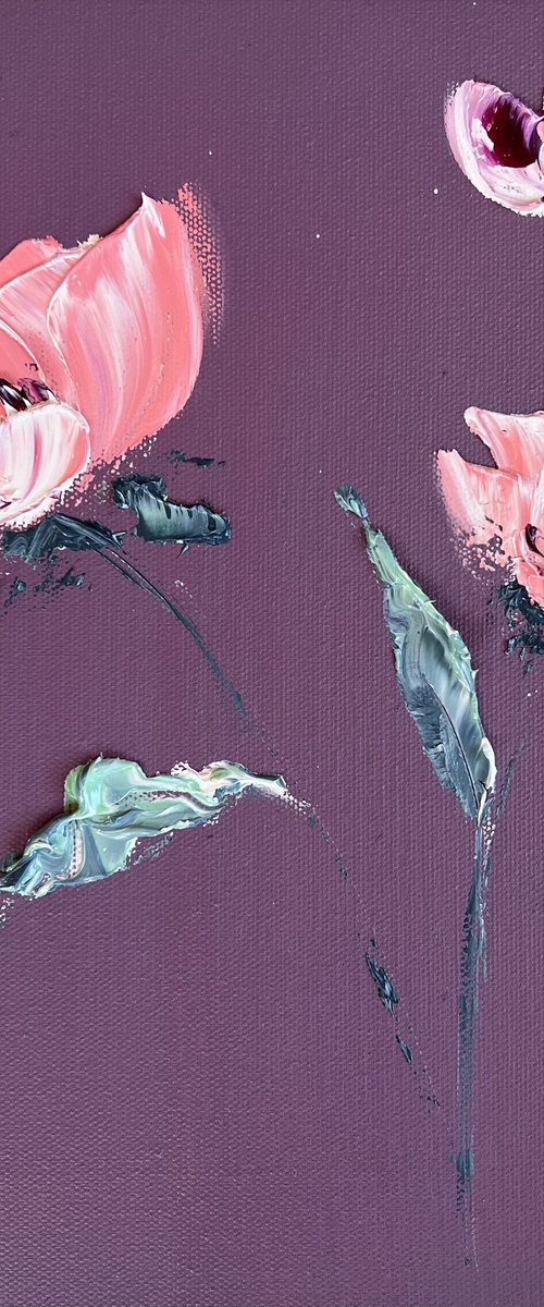 FANTASTIC GREENHOUSE 2 - Floral mini peony. Flower contemporary painting. by Marina Skromova