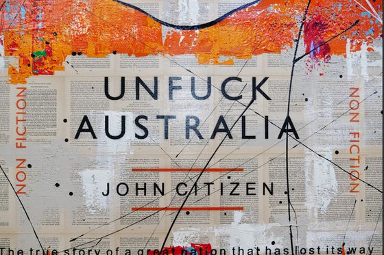 Aussie Aussie Aussie 140cm x 100cm Orange Unfuck Australia Urban Pop Art Textured