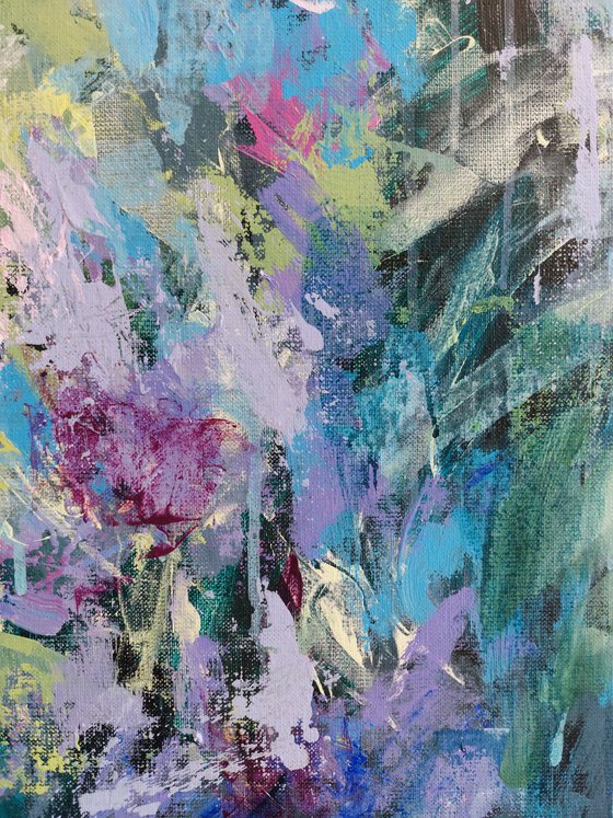 Lilac Waterfall. Abstract Floral Landscape