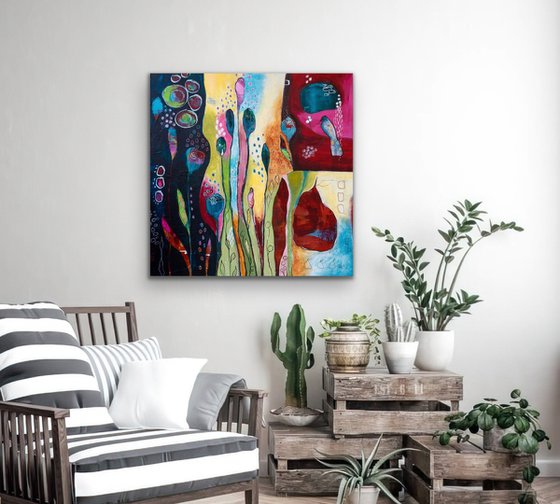 Jardin de rêves - Original expressive abstract on canvas - Ready to hang